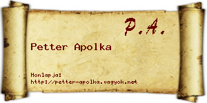 Petter Apolka névjegykártya